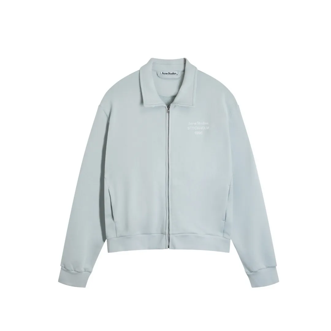 Upper body material picture Acne 26FW lapel full zipper Retro washed jacket (blue)